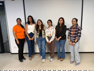 Six PyDelhi members standing together after a meetup